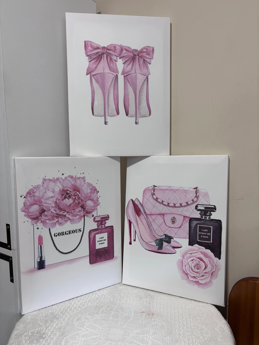 Set of 3 Pink Fashion Canvas Prints