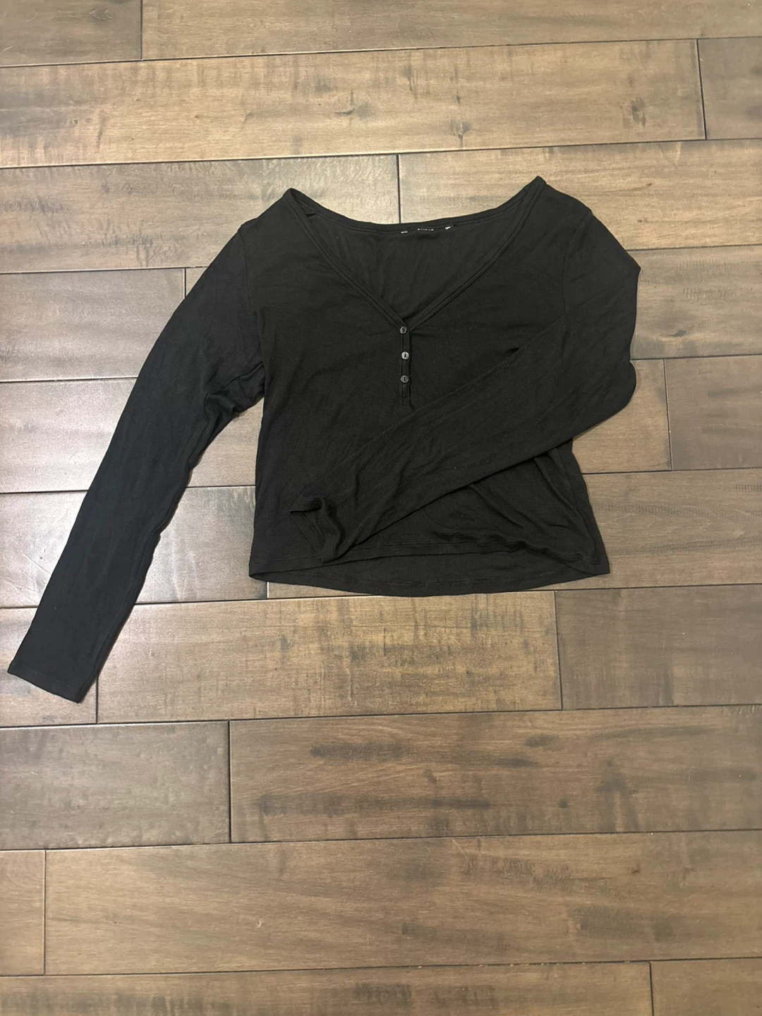 Black Victoria Secret Long Sleeve Henley Top