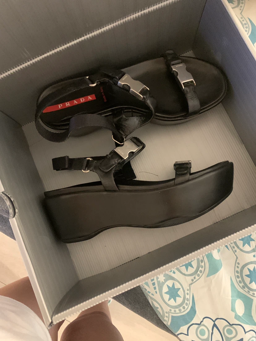 Prada Black Wedge Sandals - photo 2