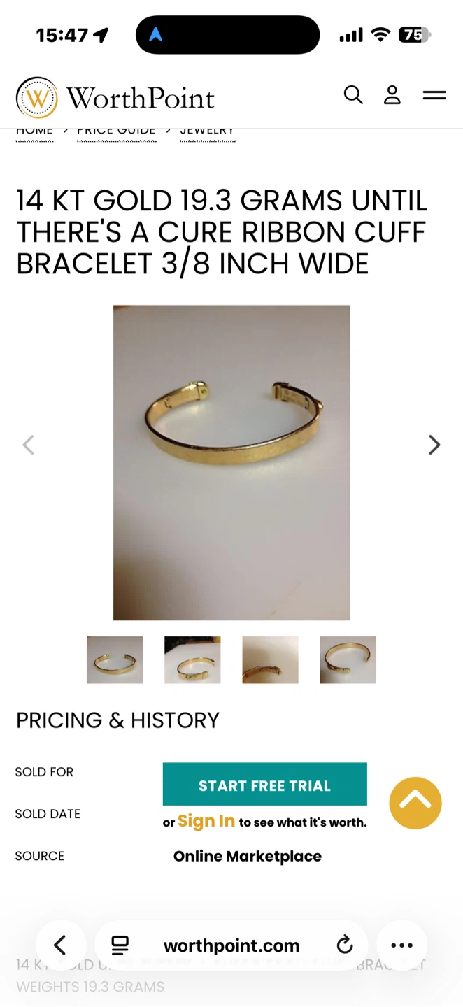 14 KT Gold Ribbon Cuff Bracelet - 19.3g, 3/8" Wide