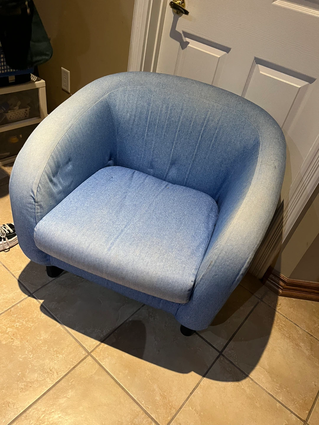 Modern Blue Denim Armchair
