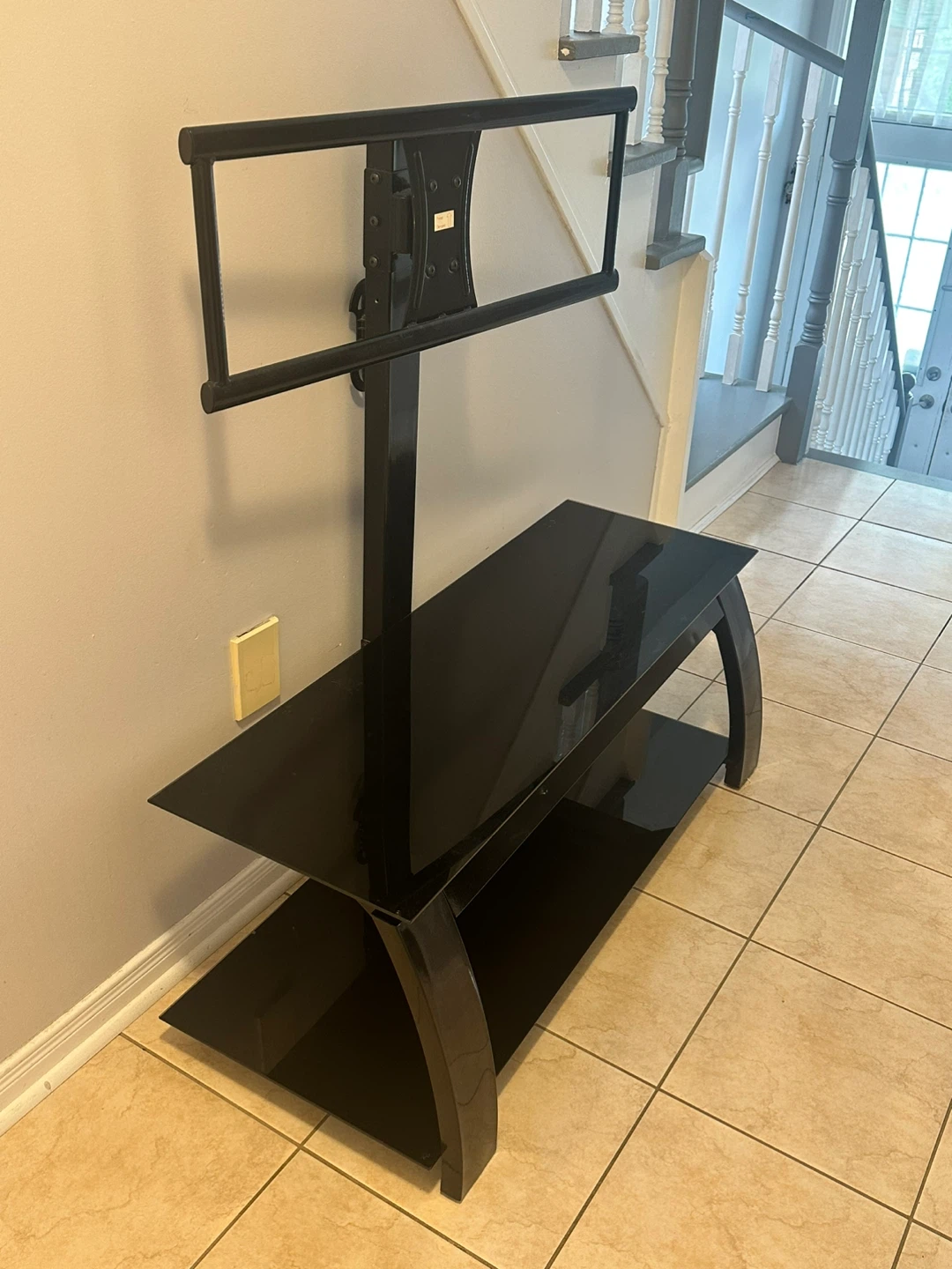 Black Glass TV Stand with Mount