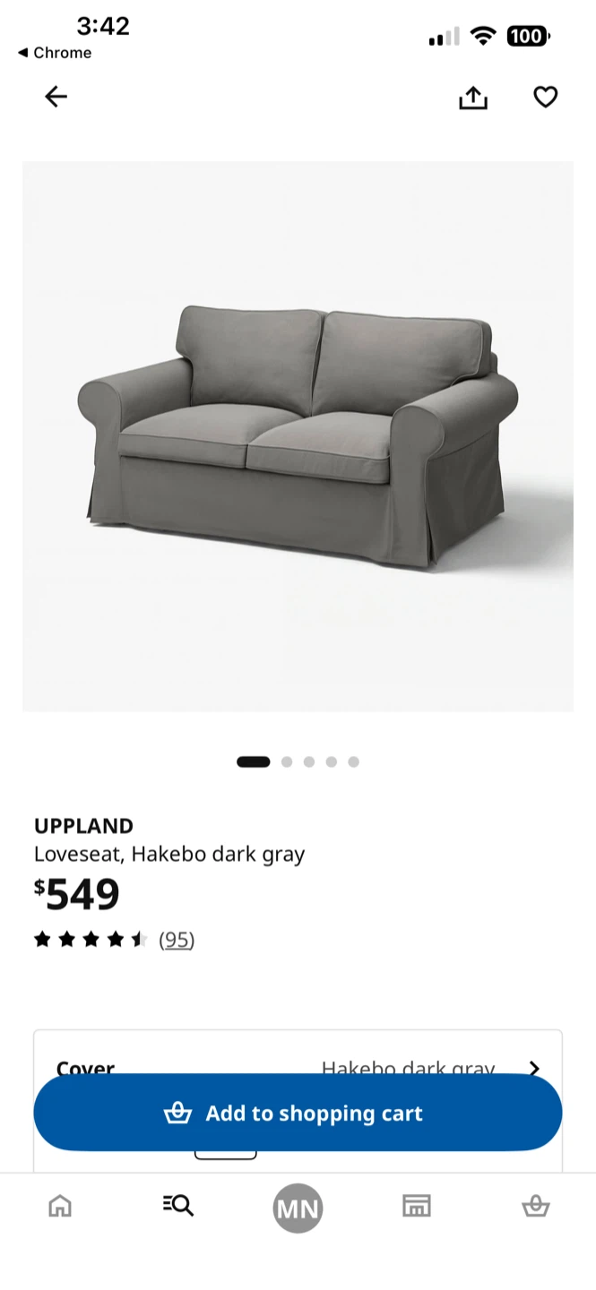 IKEA UPPPLAND Loveseat, Hakebo dark gray