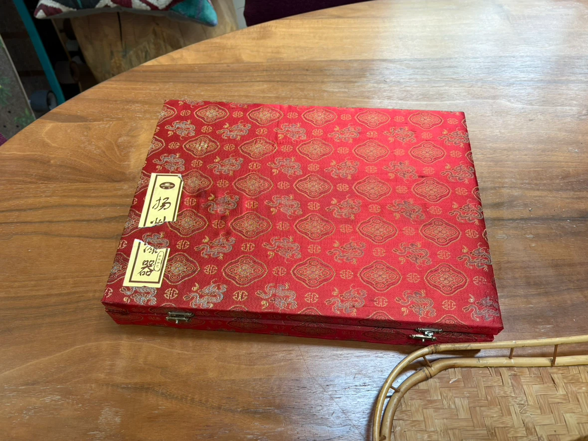 Vintage Rattan Desk Organizer and Peking Opera Mask Set - photo 2