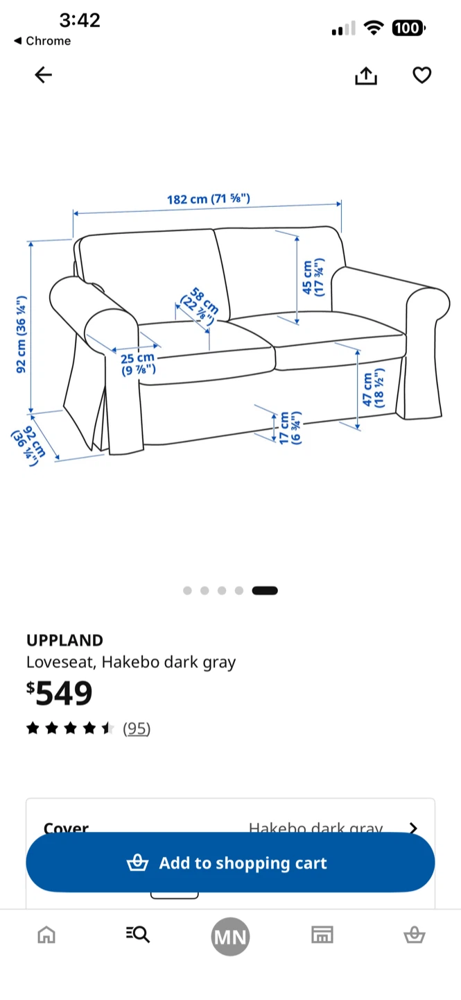 IKEA UPPPLAND Loveseat, Hakebo dark gray - photo 5