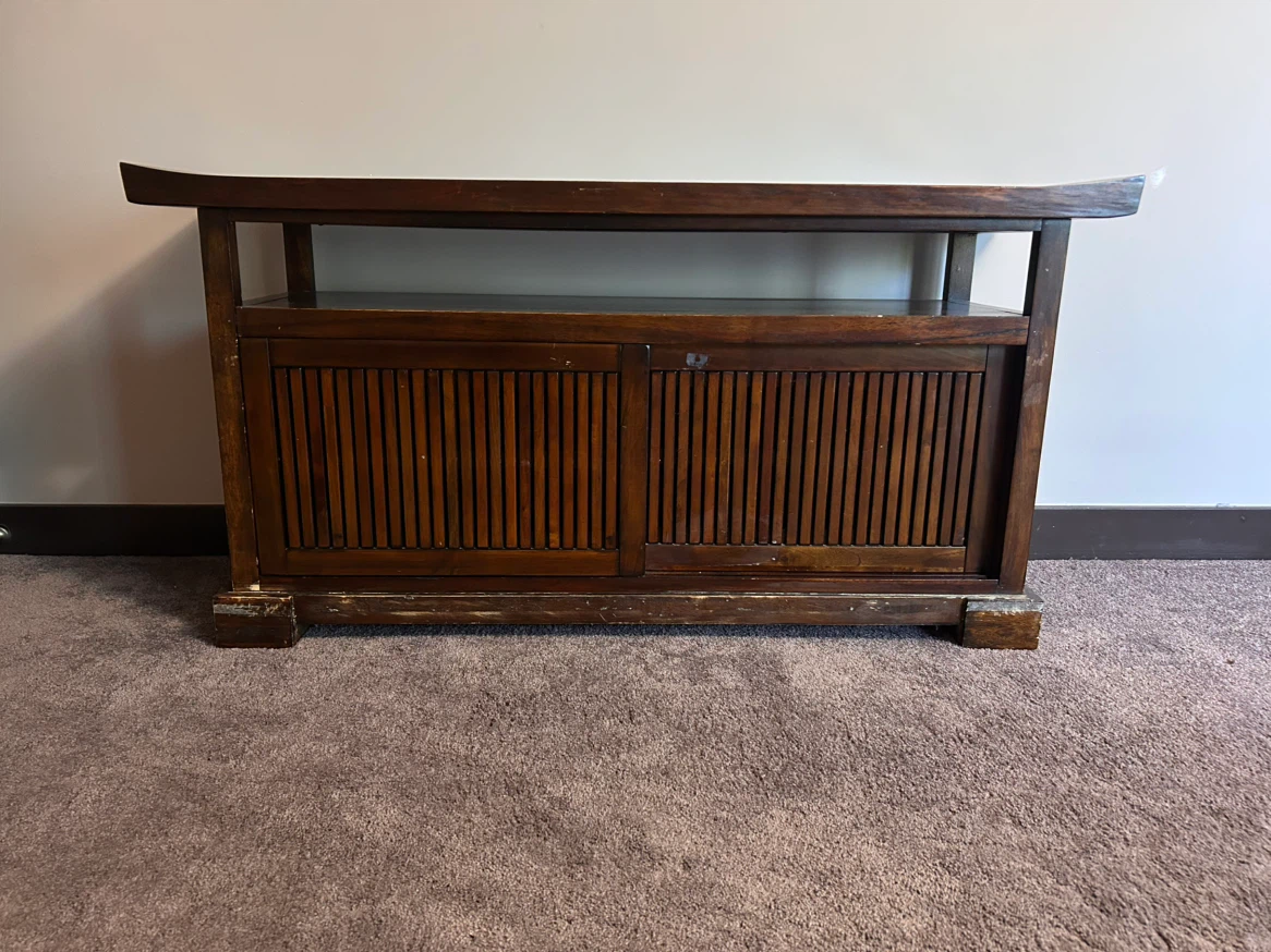 Wooden Media Console with Sliding Door