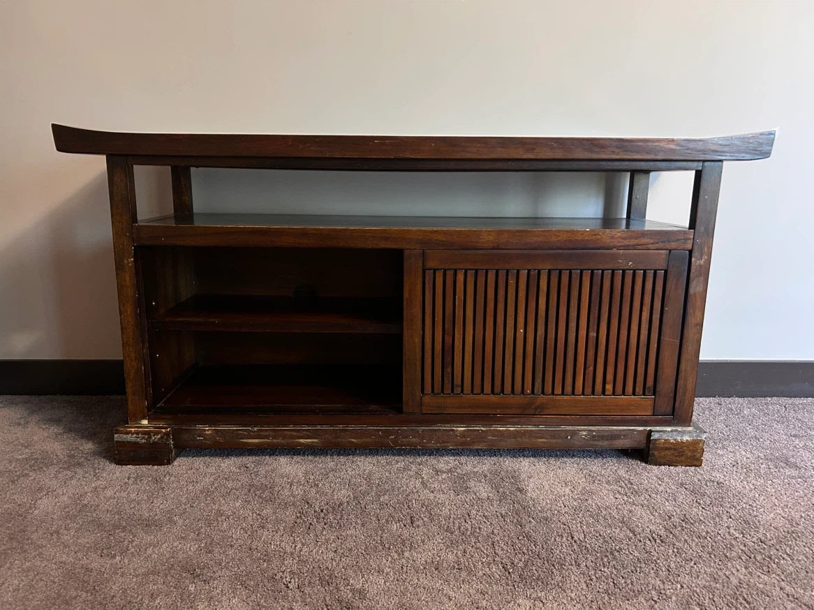 Wooden Media Console with Sliding Door - photo 2