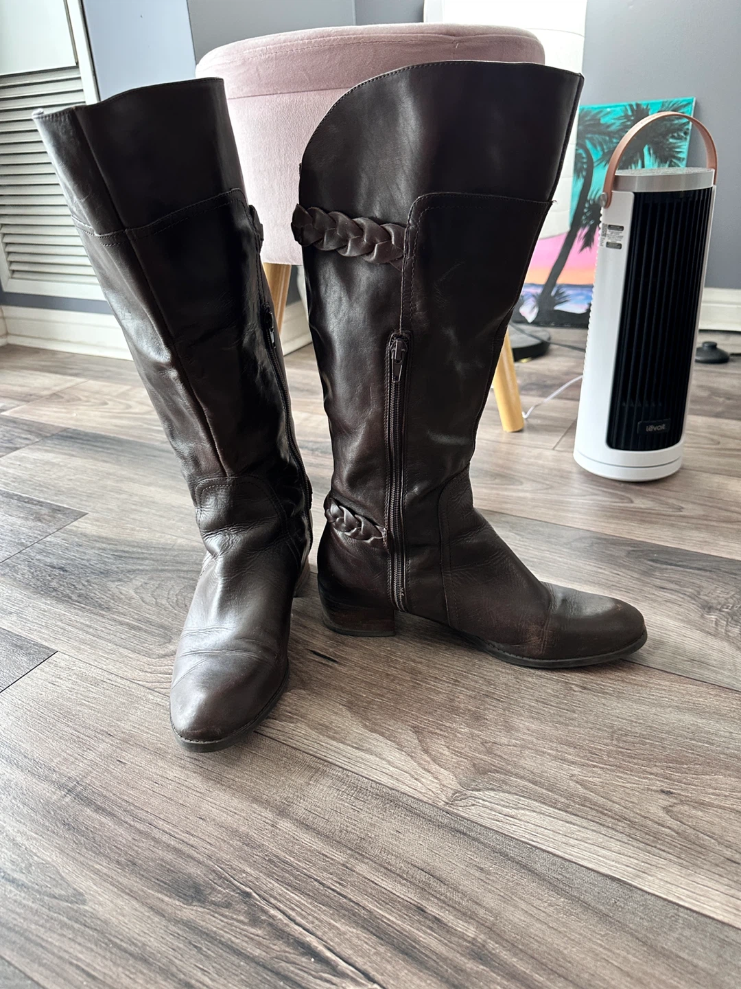 Marc Fisher Women's Brown Leather Knee-High Boots (9) - photo 2