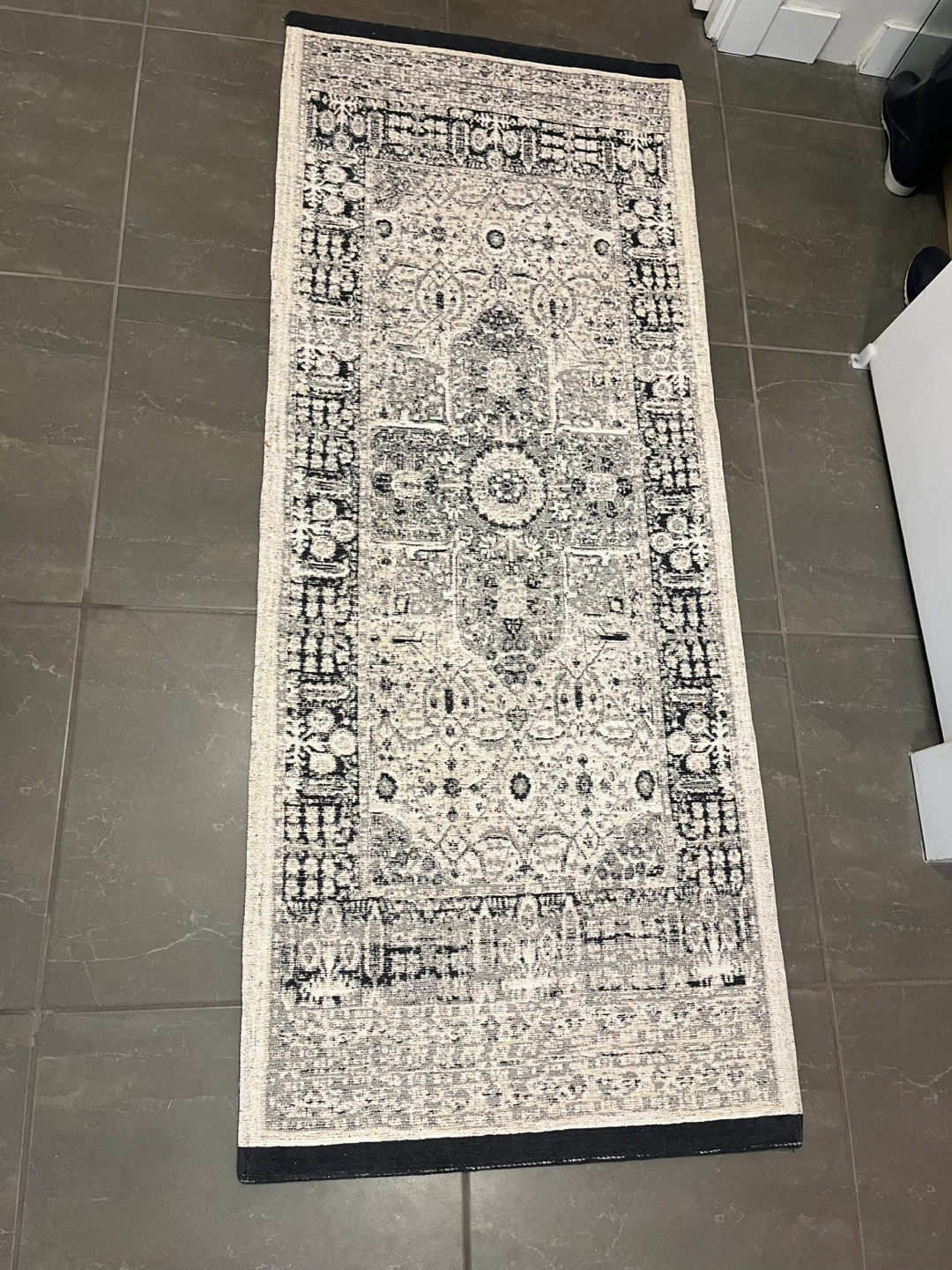 CB2 Sadie Bath Runner Rug Black