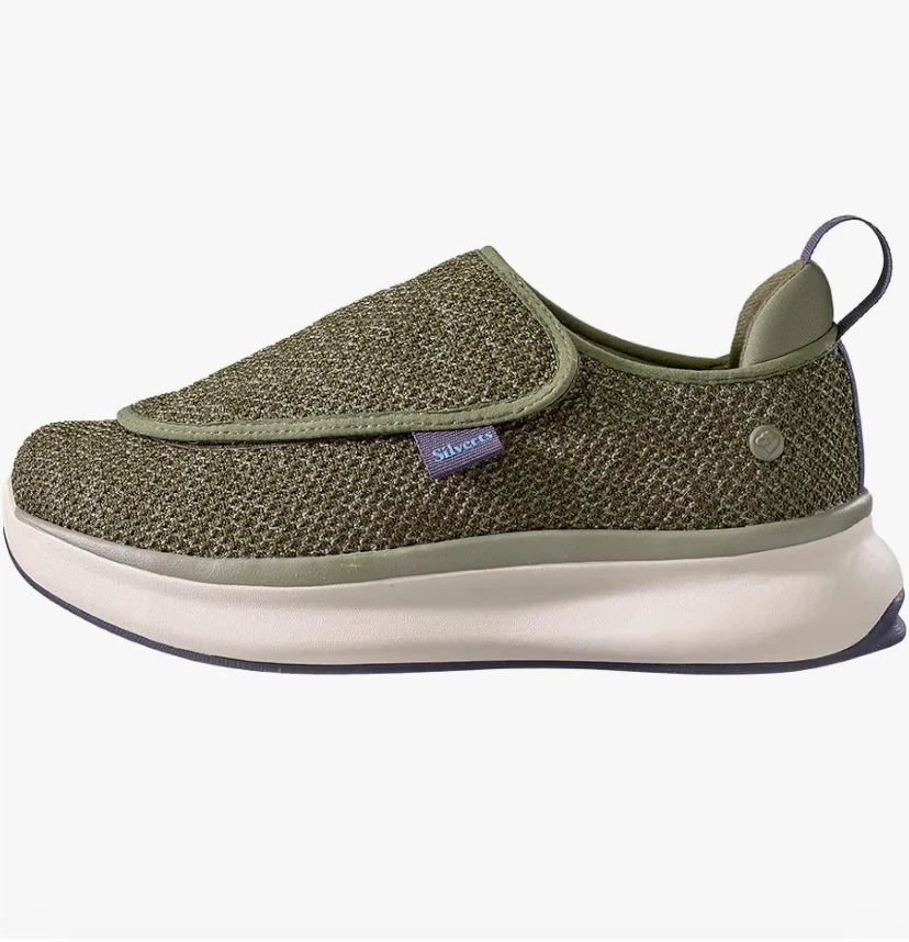 Silverts Olive Green Knit Slip-On Shoes