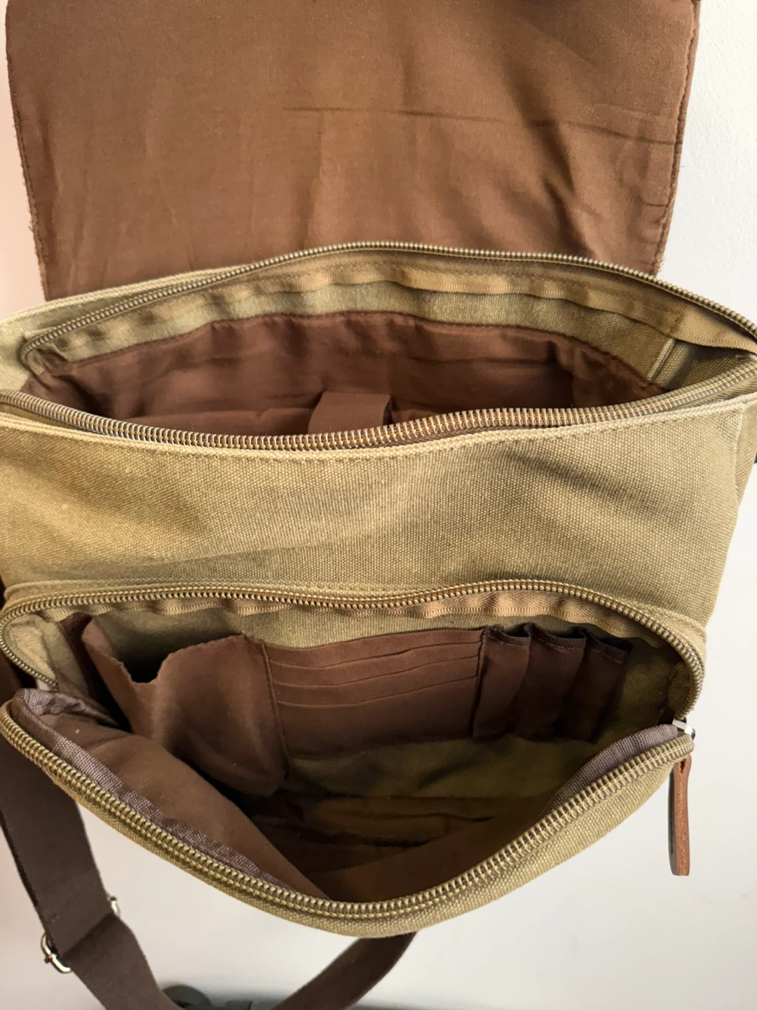 Khaki Canvas Messenger Bag - photo 4