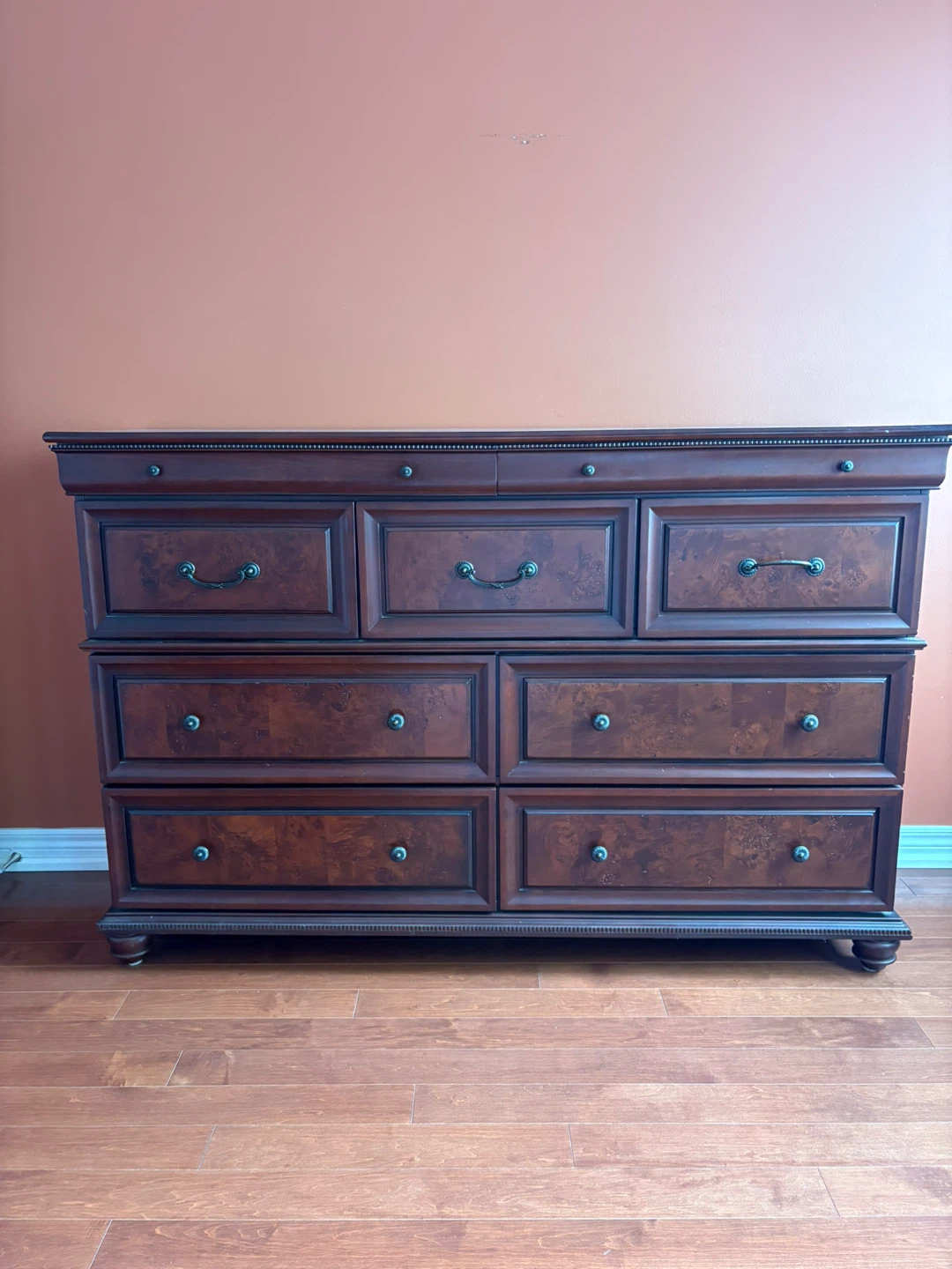 Dark Wood Dresser with 8 Drawers