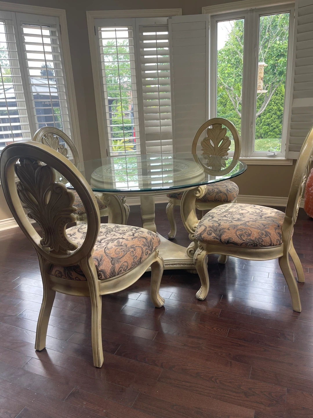 Glass Top Dining Table with 4 Chairs