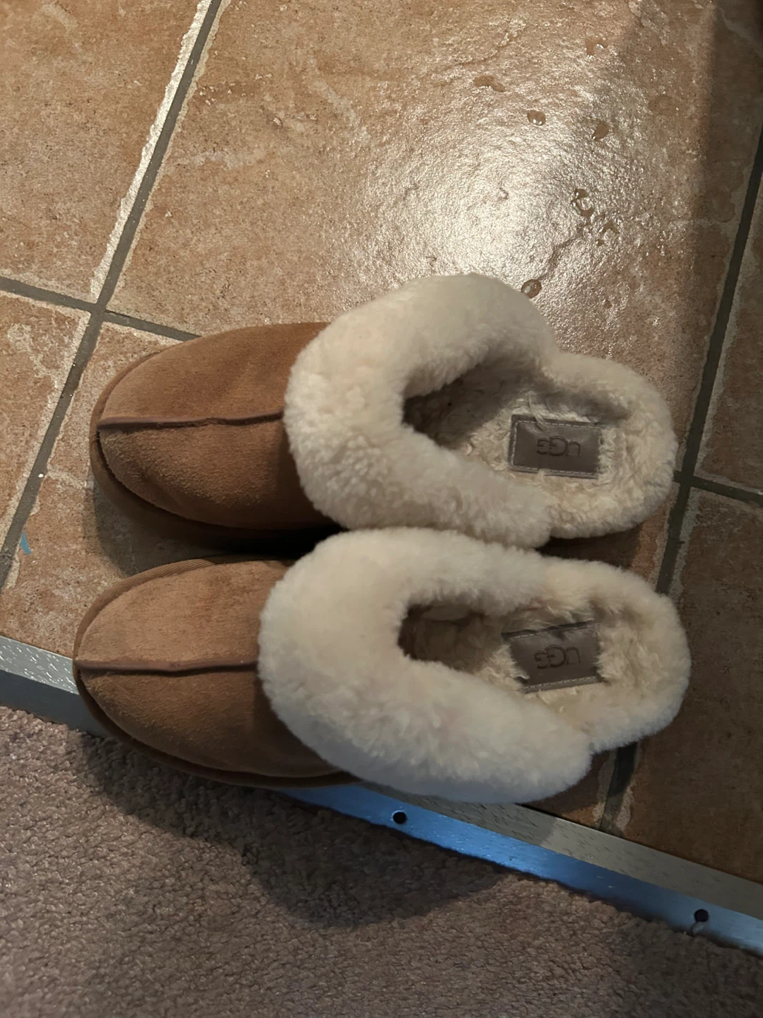 UGG Brown Suede Shearling Lined Slippers