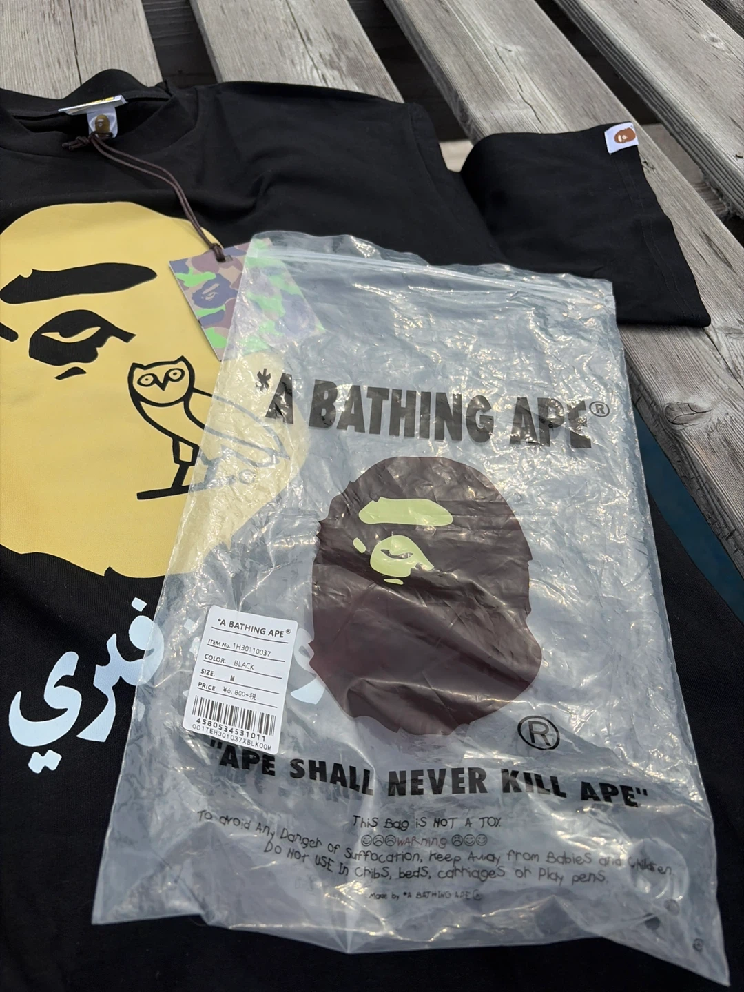 A Bathing Ape x OVO Black T-Shirt Medium - photo 4