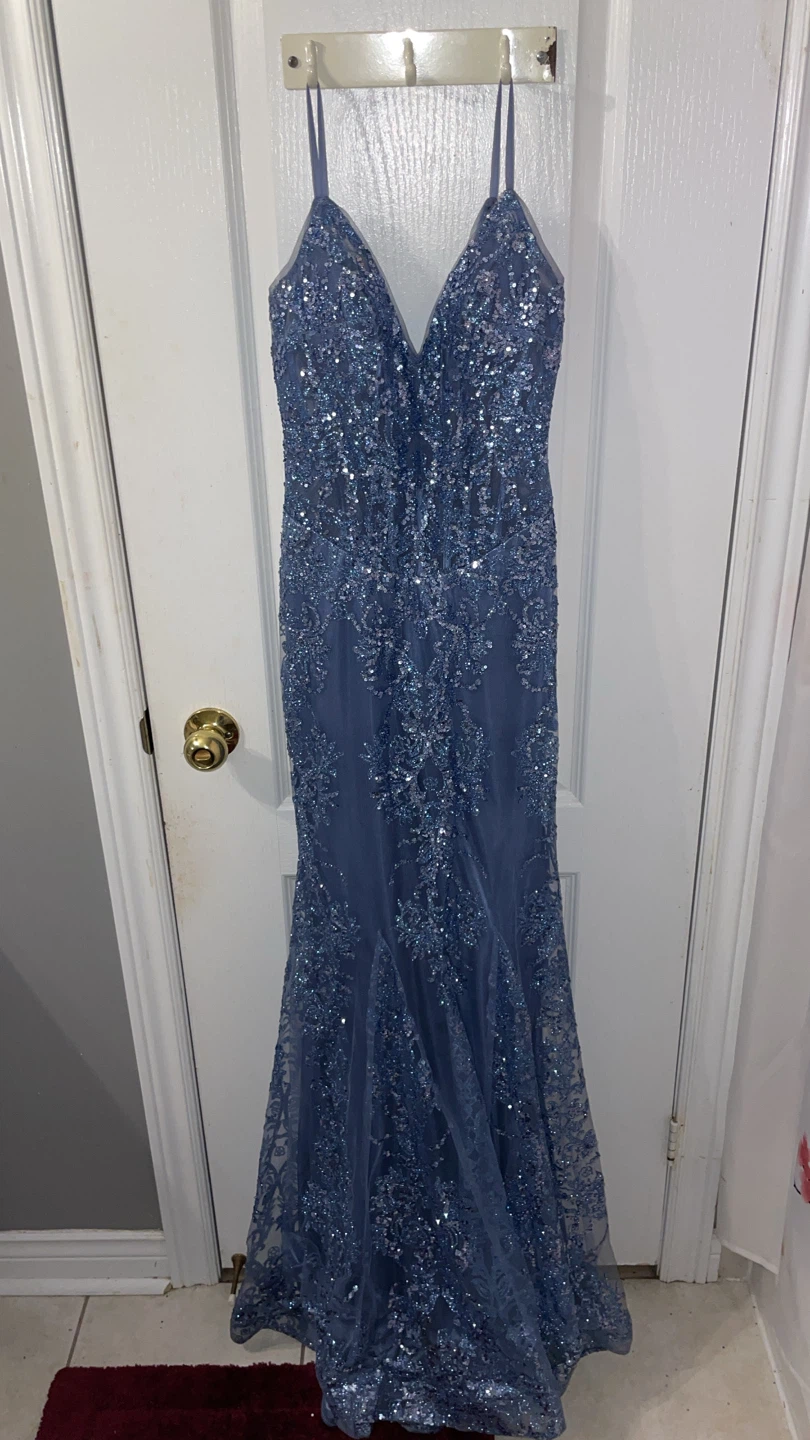 Sparkly Blue Mermaid Prom Dress