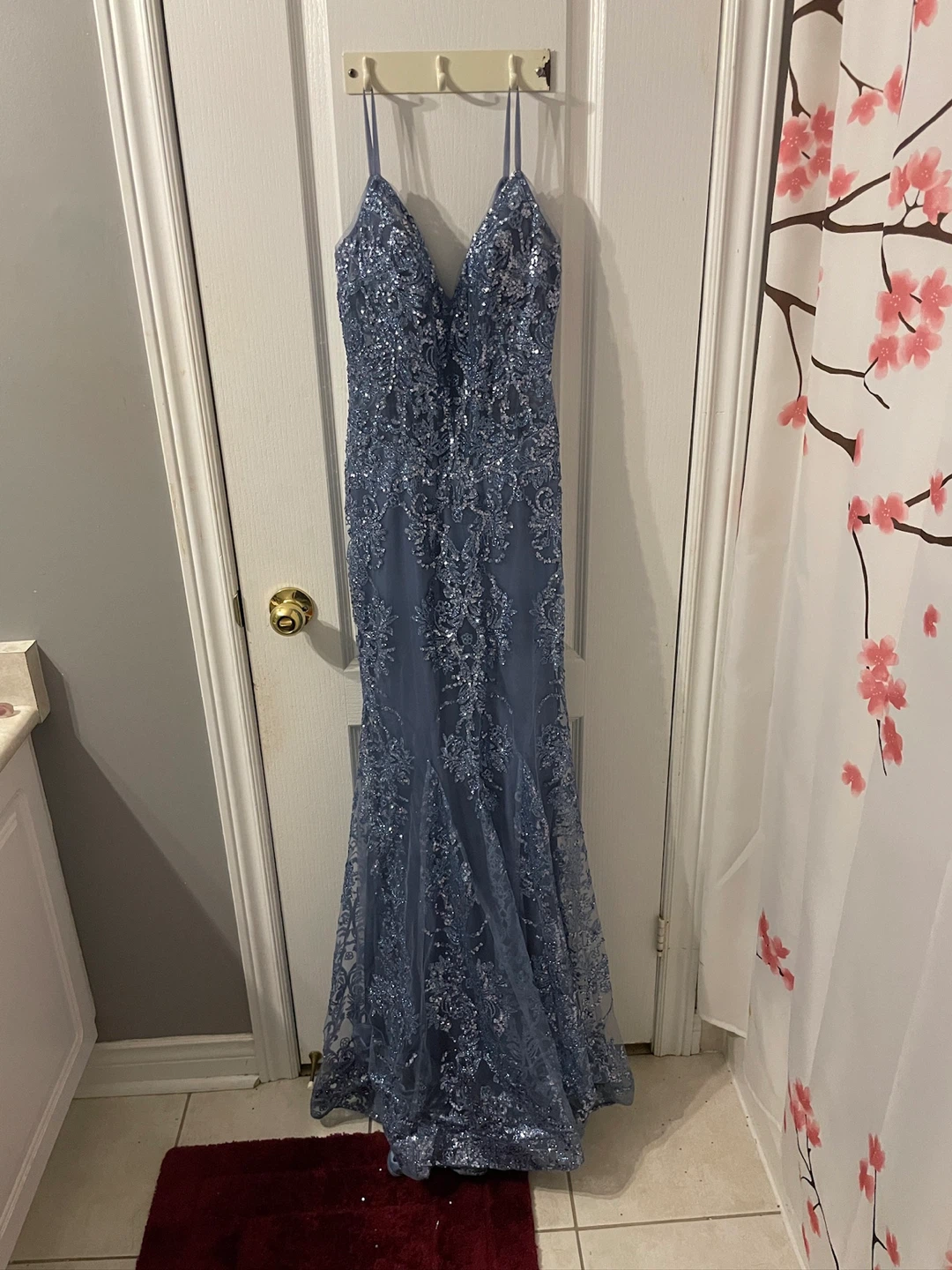 Sparkly Blue Mermaid Prom Dress - photo 3