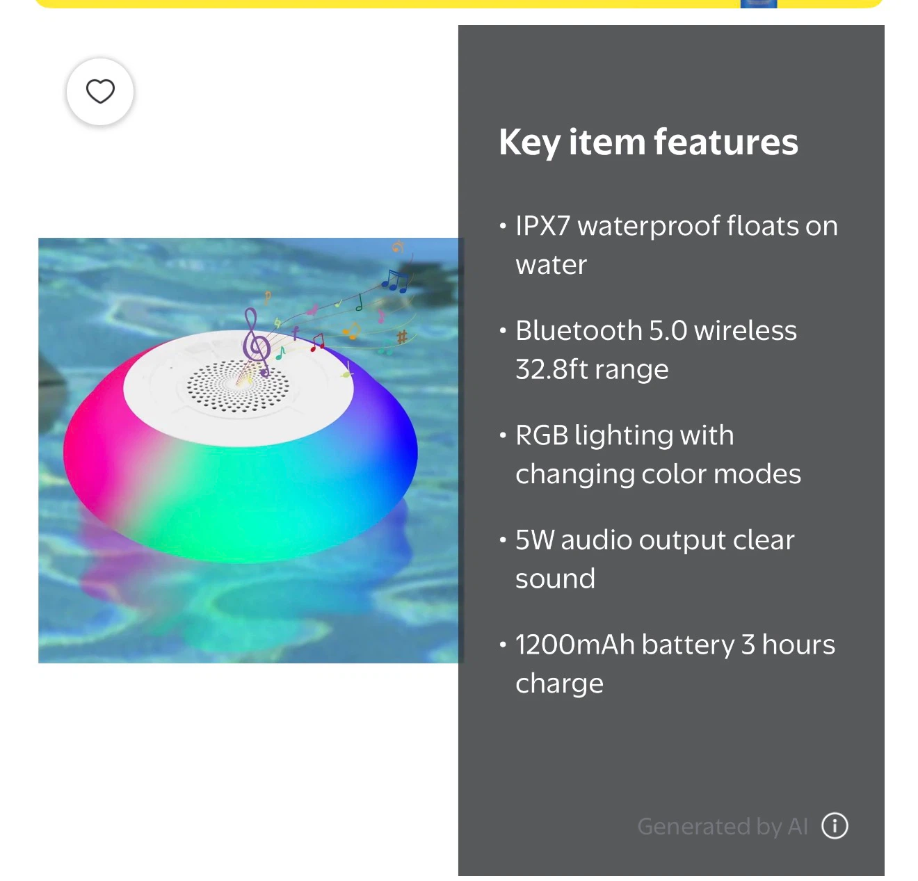 Portable Bluetooth Speakers,Wireless Floating Speaker Stereo - photo 2