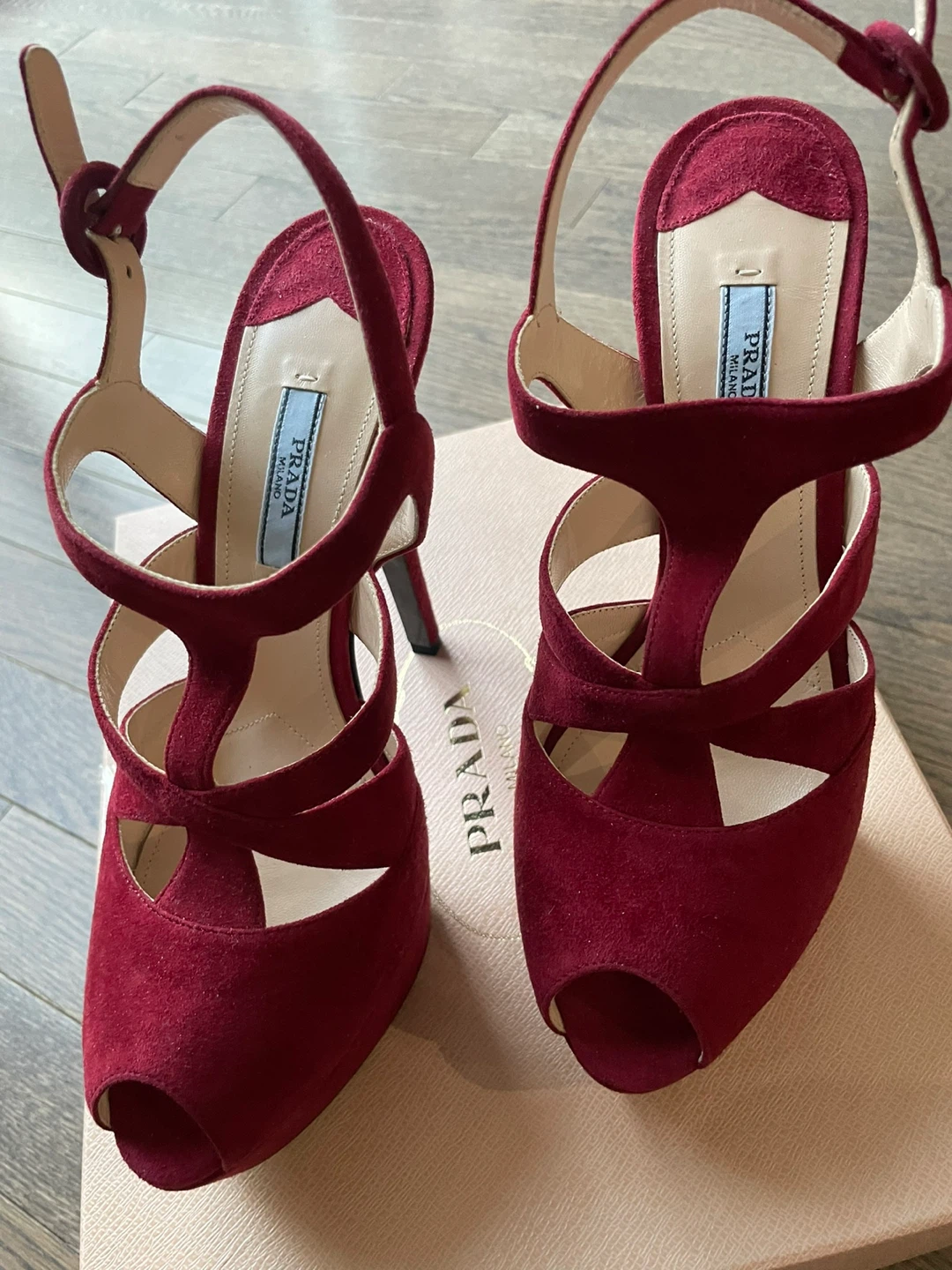 Prada Suede Platform Heels - Red Size 39 - photo 2