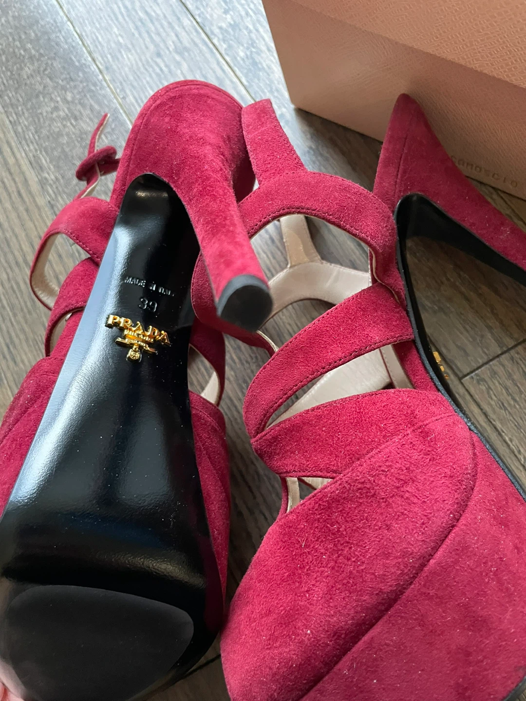Prada Suede Platform Heels - Red Size 39 - photo 3