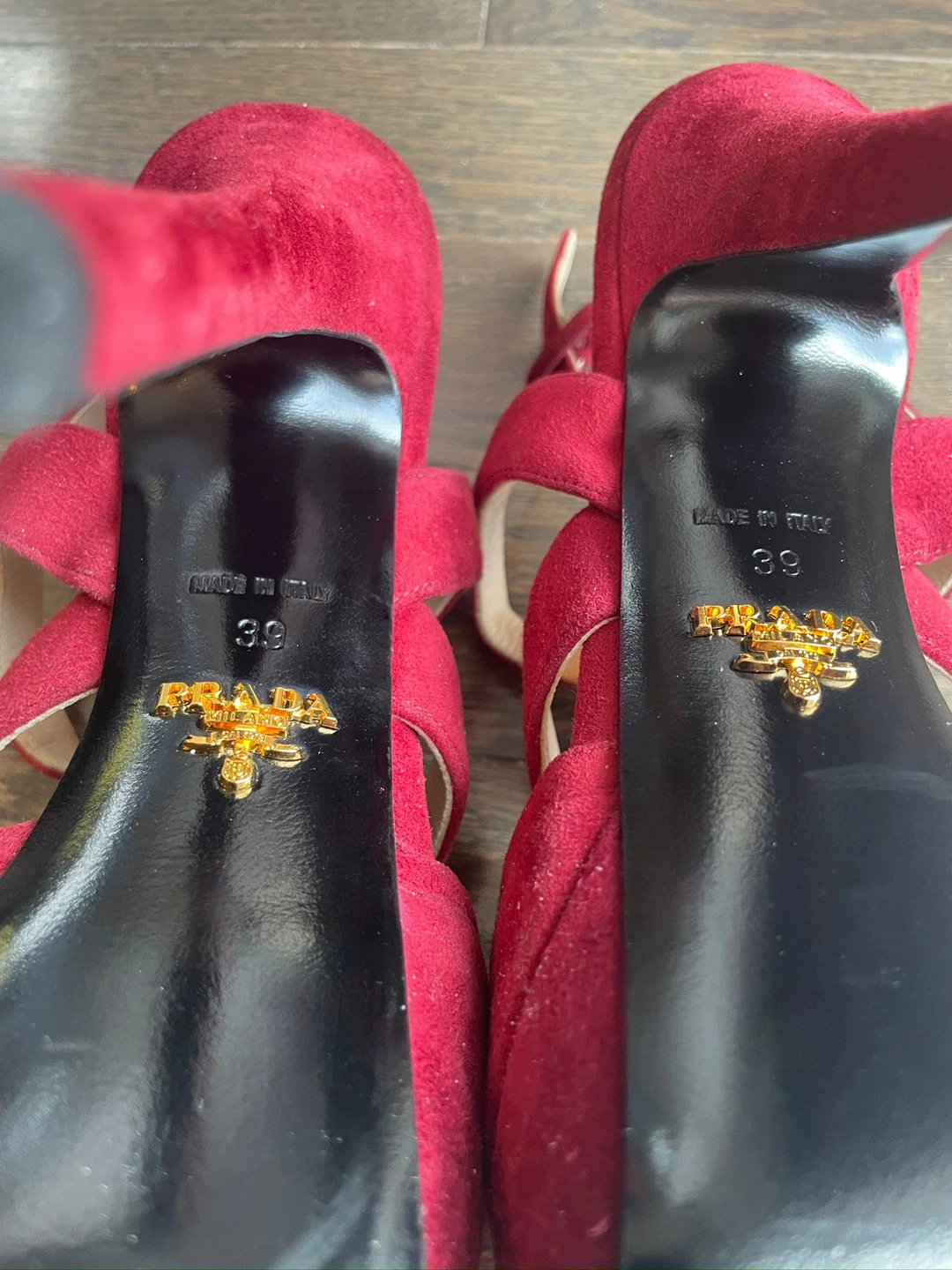 Prada Suede Platform Heels - Red Size 39 - photo 5