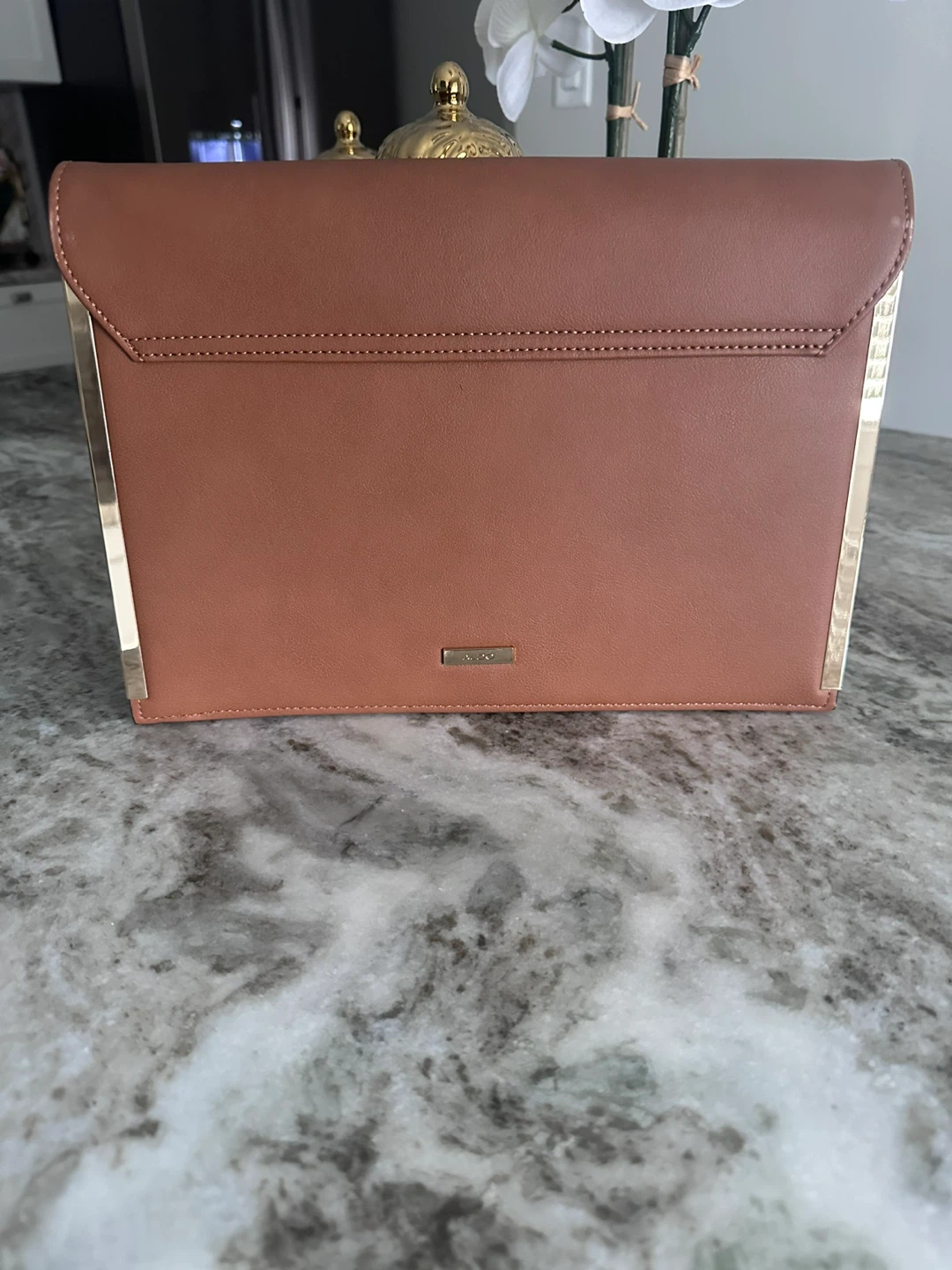ALDO Brown & Black Clutch with Gold Trim - photo 2