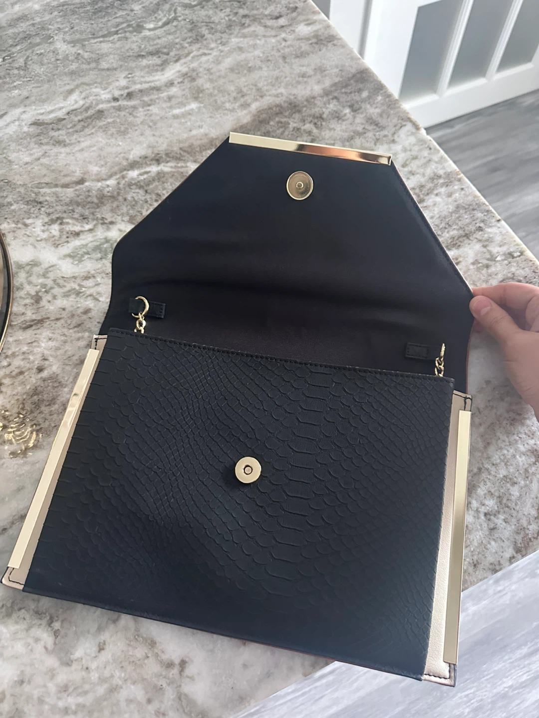 ALDO Brown & Black Clutch with Gold Trim - photo 3