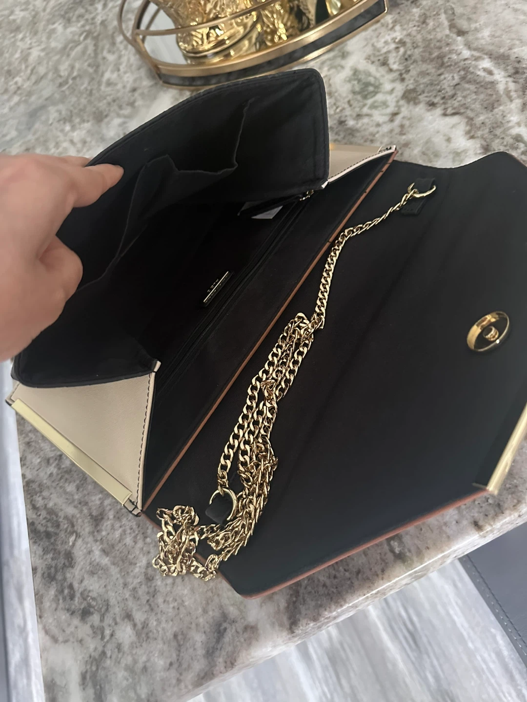 ALDO Brown & Black Clutch with Gold Trim - photo 4