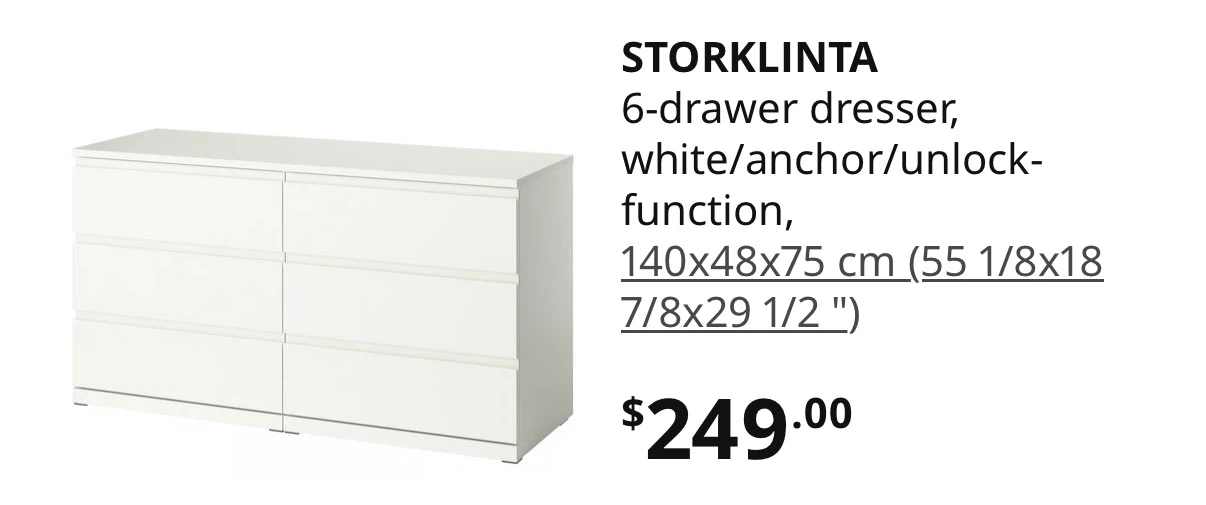 IKEA STORKLINTA 6-Drawer Dresser - photo 2