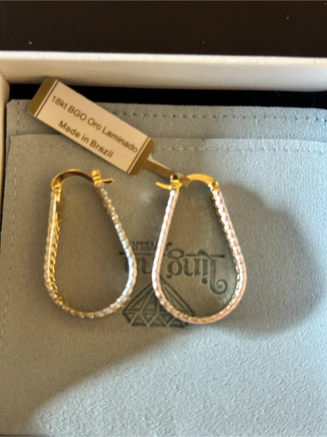 Ling Na Jewelry 18kt Gold Plated Hoop Earrings