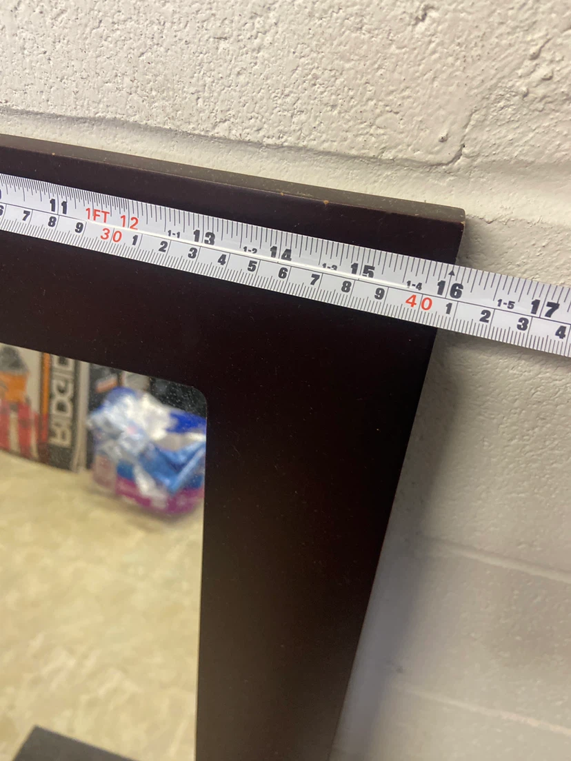 Dark Wood Standing Mirror with Shelf - photo 4