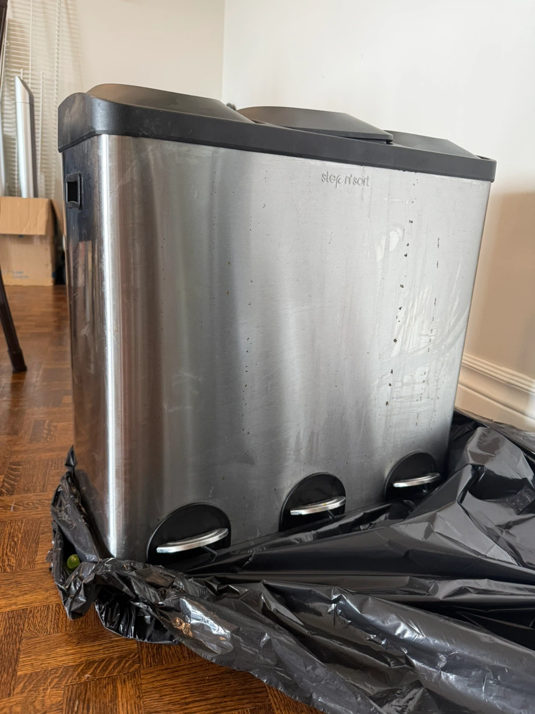 Step n' Sort Stainless Steel 3-Compartment Trash Can