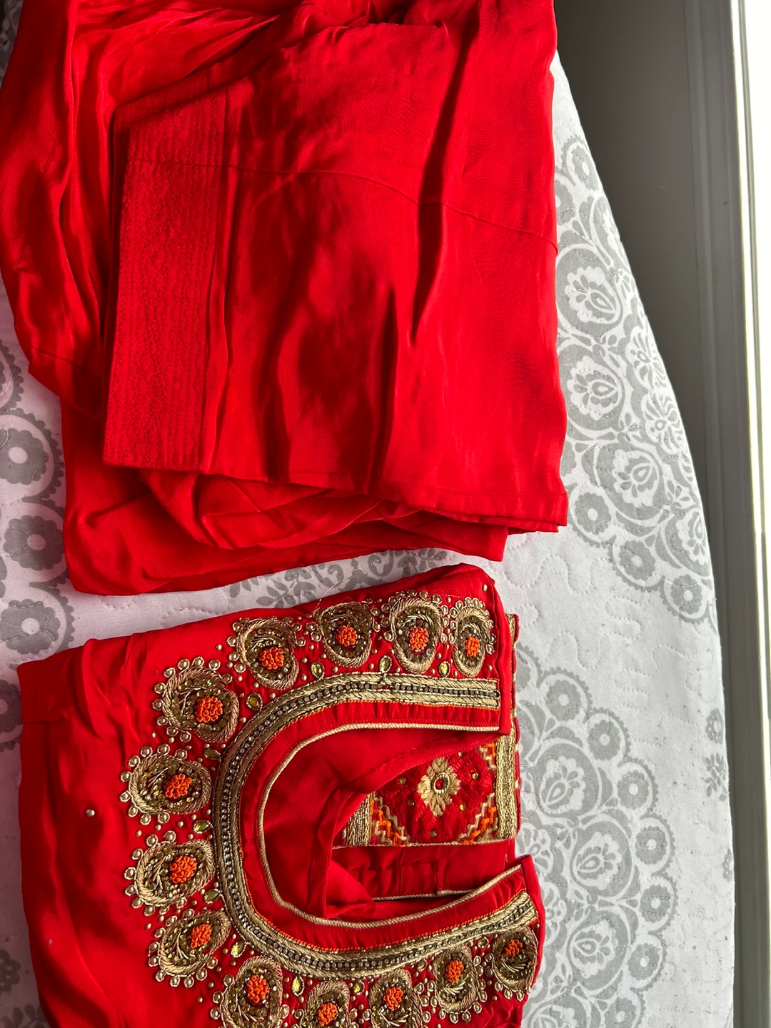 Red Embroidered Punjabi Suit - photo 4
