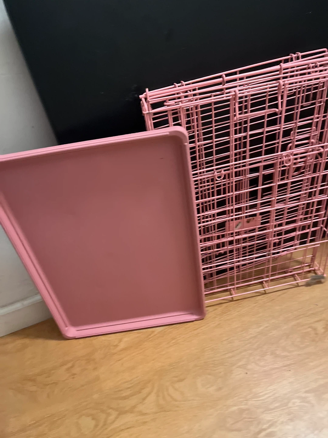 Pink Pet Carrier Crate with Tray