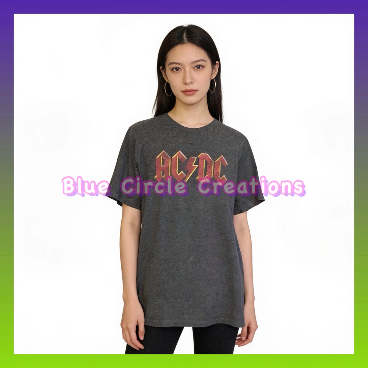 AC/DC Short Sleeve T-Shirt Gray Faded Logo Size Medium (Unisex)
