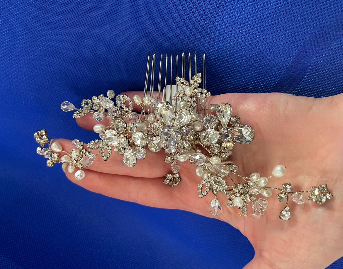 Rhinestone and Pearl Wedding Hair Comb
