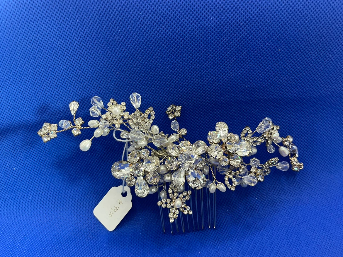 Rhinestone and Pearl Wedding Hair Comb - photo 2