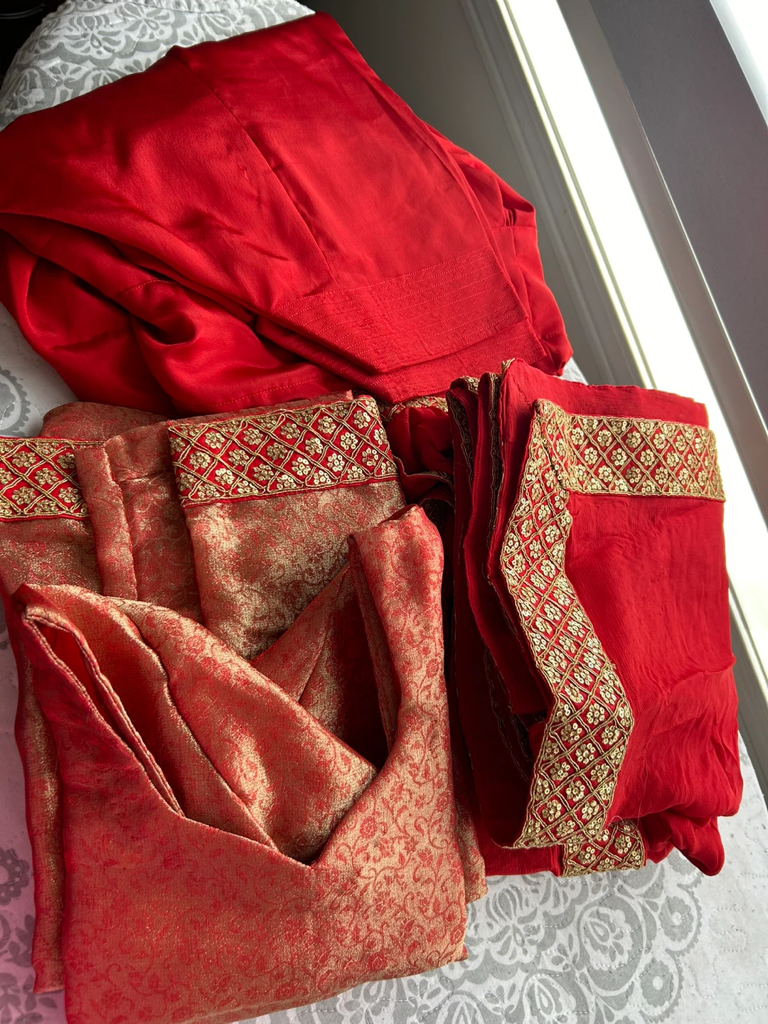 Red and Gold Embellished Indian Suit