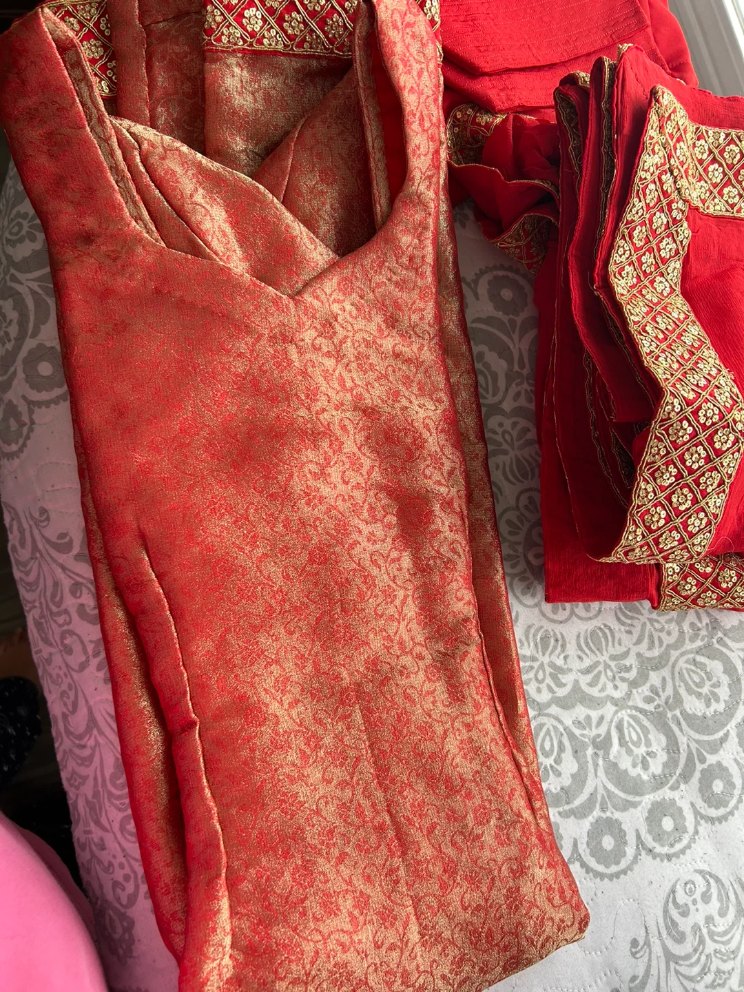 Red and Gold Embellished Indian Suit - photo 3