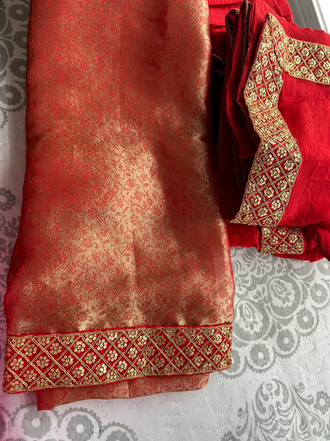 Red and Gold Embellished Indian Suit - photo 4