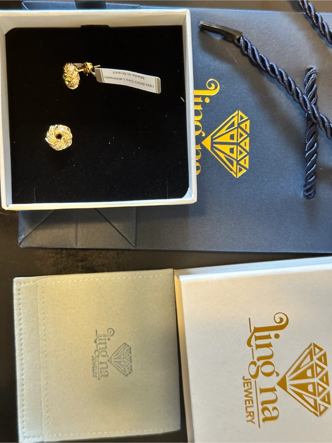 LingNa Jewelry 18k Gold Plated Earrings