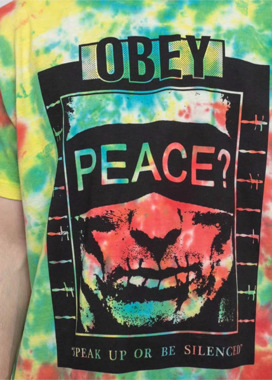OBEY “SPEAK UP OR BE SILENCED” Cotton Heavyweight Tie Dye Tshirt