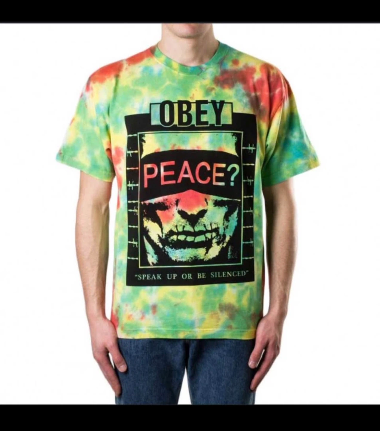 OBEY “SPEAK UP OR BE SILENCED” Cotton Heavyweight Tie Dye Tshirt - photo 2