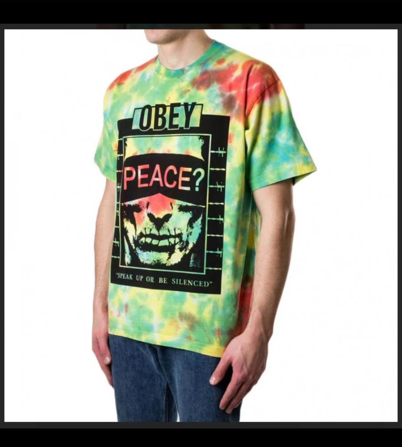 OBEY “SPEAK UP OR BE SILENCED” Cotton Heavyweight Tie Dye Tshirt - photo 3