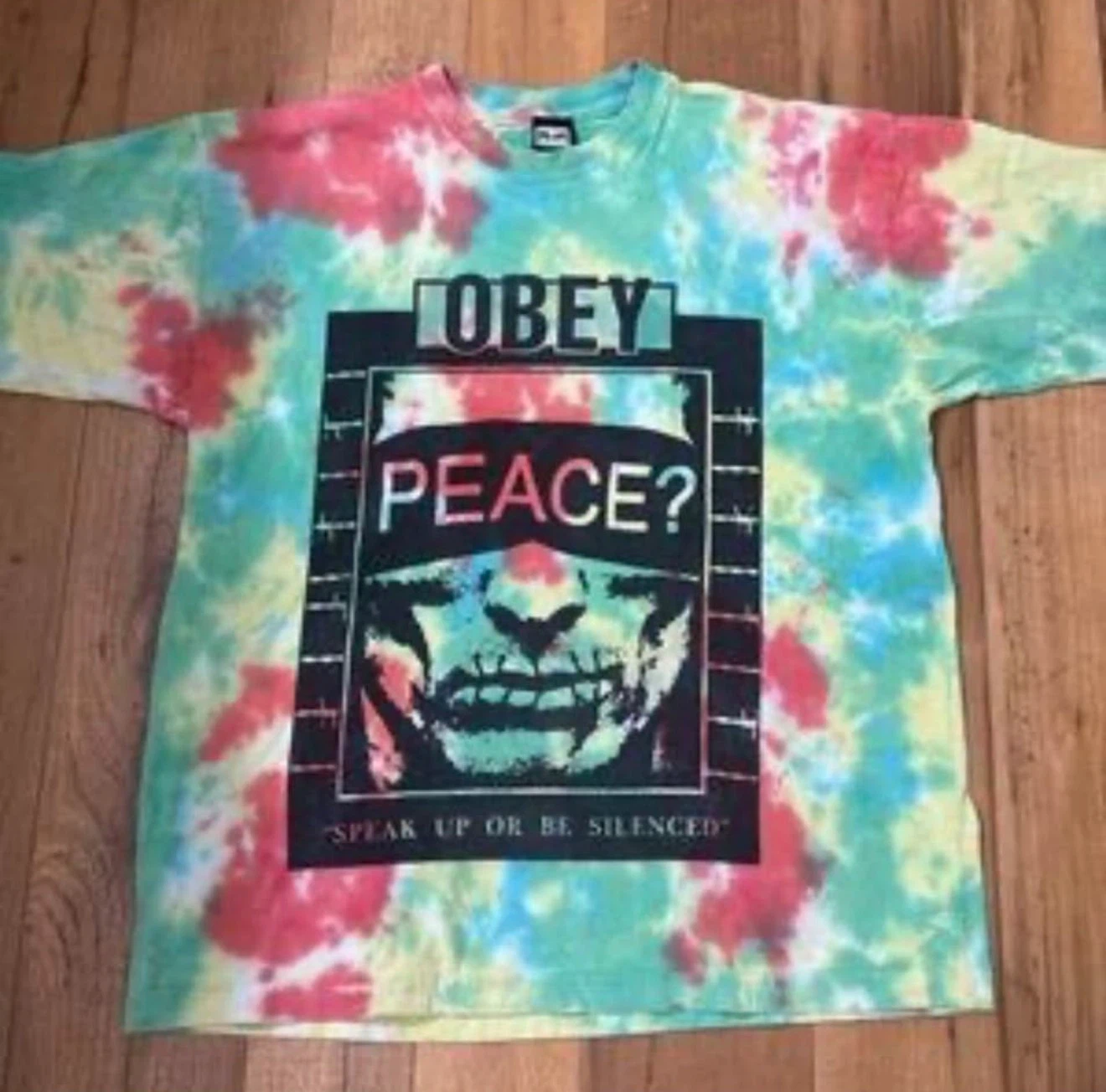 OBEY “SPEAK UP OR BE SILENCED” Cotton Heavyweight Tie Dye Tshirt - photo 5