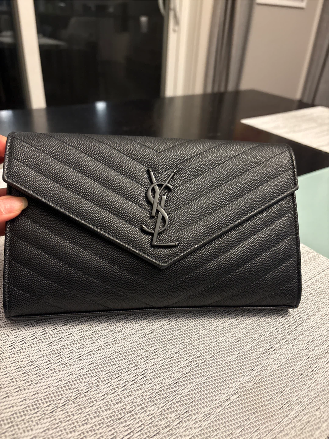 Saint Laurent Black Monogram Chain Wallet