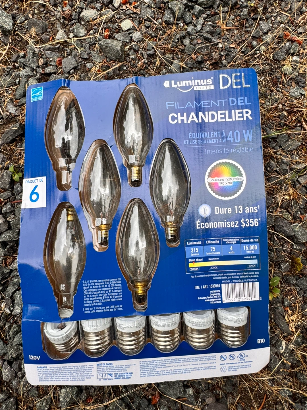 Luminus DEL Elite Filament Chandelier Light Bulbs - 6 Pack