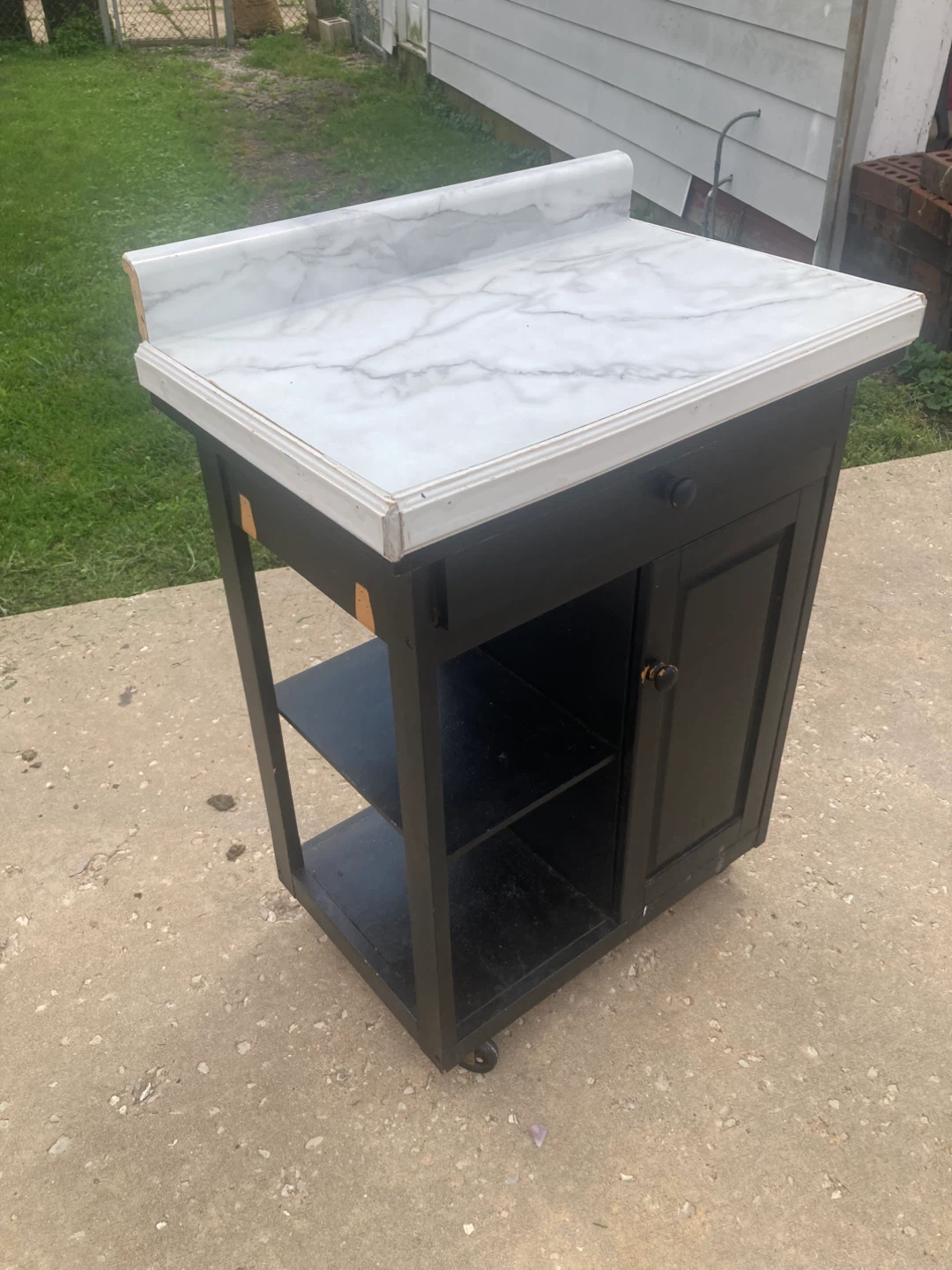 Black Kitchen Cart with Marble Top - photo 2