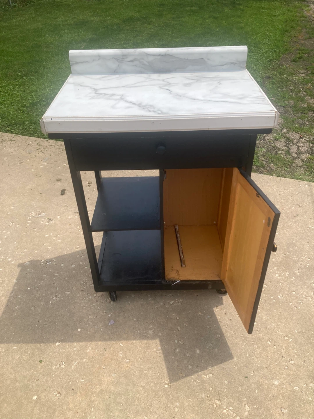 Black Kitchen Cart with Marble Top - photo 3