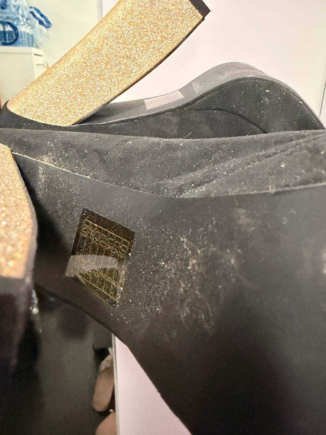 Forever 21 Black Suede Glitter Block Heels - photo 2